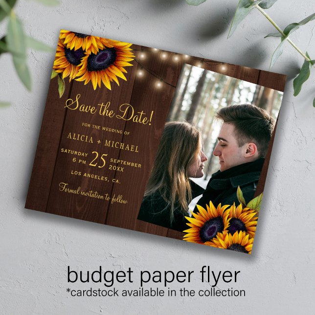 Budget rustikale Blumen Foto Hochzeit speichern Si Flyer (Von Creator hochgeladen)