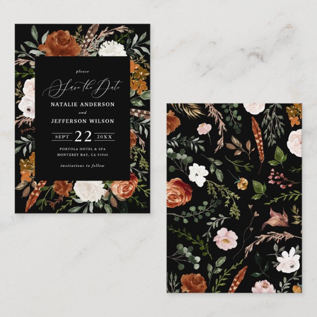 Budget rustikale elegante Hochzeit sparen Sie das  Mitteilungskarte (Vorne/Hinten)