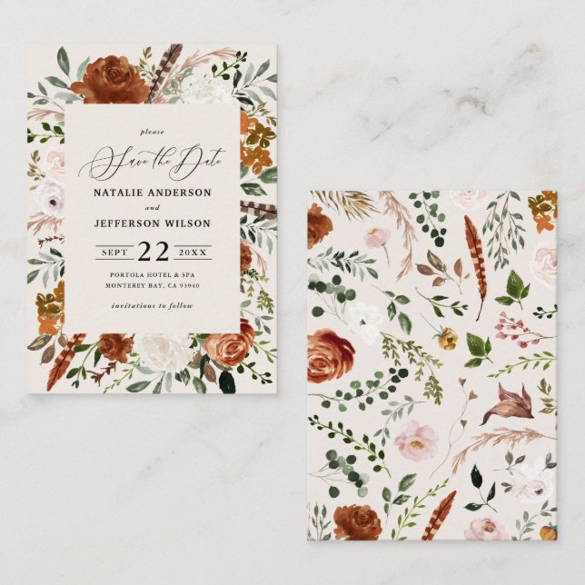 Budget rustikale elegante Hochzeit sparen Sie das  Mitteilungskarte (Vorne/Hinten)