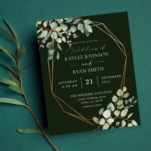 Budget Rustikale Eukalyptus & Gold Wedding - Green Flyer (Von Creator hochgeladen)