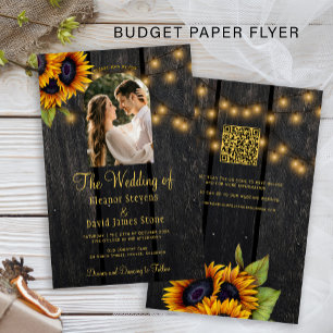 Budget rustikale Foto-QR-RSVP-Hochzeitseinladung Flyer