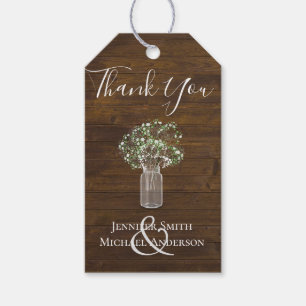 Budget Rustikale Gypsophila Mason Jar Wedding Geschenkanhänger