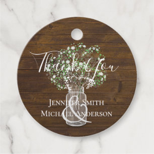 Budget Rustikale Gypsophila Mason Jar Wedding Geschenkanhänger
