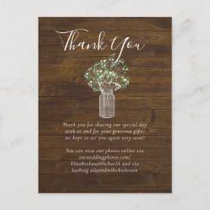 Budget Rustikale Gypsophila Mason Jar Wedding Postkarte
