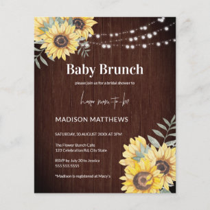 Budget Rustikale Holz Sonnenblumen Kinderdusche ei Flyer
