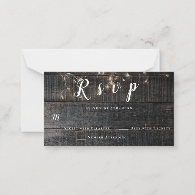 Budget Rustikale Holzleuchten Hochzeitskarten Mitteilungskarte (Vorderseite)