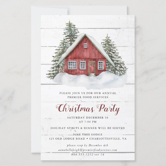 Budget Rustikale Hütte Weihnachten Party Einladung (Vorderseite)