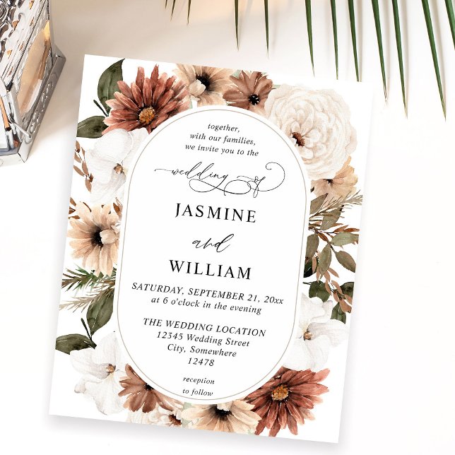 Budget Rustikale neutrale Boho Floral Wedding Flyer (Von Creator hochgeladen)