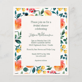 Budget Rustikale Orange Blume Brautparty Einladung