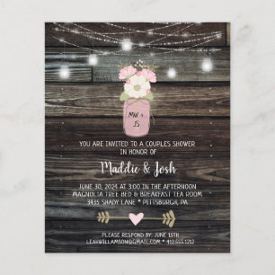 Budget Rustikale Paare Dusche Mason Jar Einladung