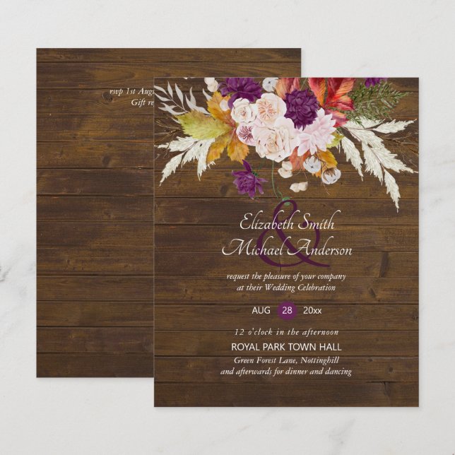 Budget Rustikale Pflaumenblumen Ginger Hochzeit Ei (Vorne/Hinten)