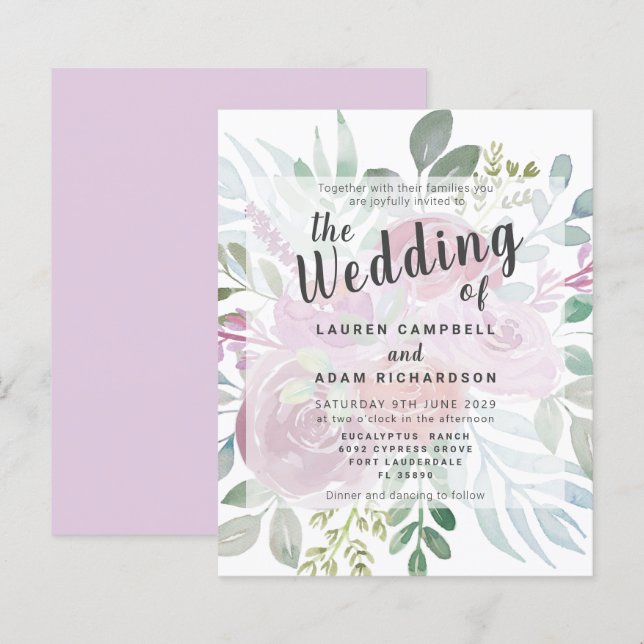 Budget Rustikale Rose Dusty Pink Hochzeit Einladun (Vorne/Hinten)