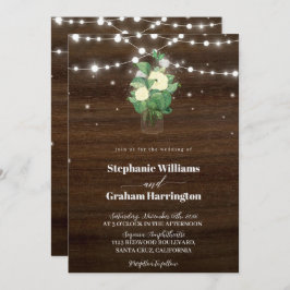 Budget Rustikale Skriptstring Lights & Lace Weddin Einladung
