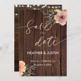 Budget Rustikale Skriptstring Lights & Lace Weddin Einladung