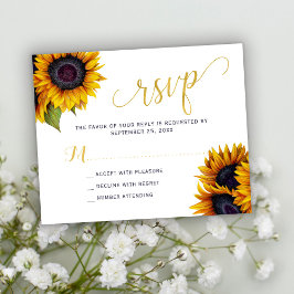 Budget rustikale Sonnenblumen Hochzeit RSVP Karte