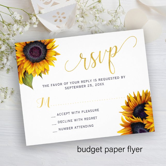 Budget rustikale Sonnenblumen Hochzeit RSVP Karte  (Von Creator hochgeladen)