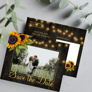 Budget rustikale Sonnenblumen-Hochzeit Save-the-Da