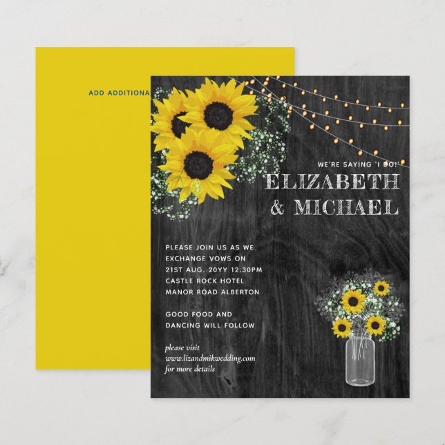 BUDGET Rustikale Sonnenblumen Lichter Hochzeit ein (Vorne/Hinten)