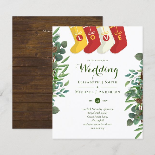 Budget Rustikale Weihnachtsfeiern Einladungen (Vorne/Hinten)