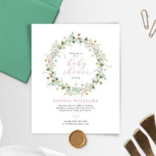 Budget Rustikale Wildblumen Kinderdusche Einladung