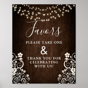 Budget Rustikale Woodsy Lights Wood Wedding Signs Poster