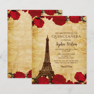 Budget Rustikaler Eiffelturm Quinceañera Einladung