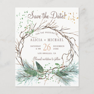 Budget rustikaler Winterkranz Hochzeit Save-the-Da