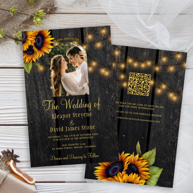 Budget rustikales Foto UAWG QR Hochzeit Einladung (Von Creator hochgeladen)