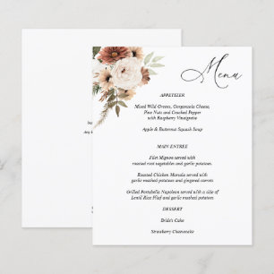 Budget Rustikales neutrales Boho Floral Menü