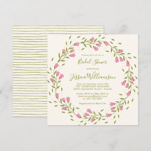 Budget Rustikales Rosa Garden Blume Brautparty Einladung