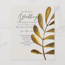 BUDGET Rusty Bronze Feuilles de mariage Invitation