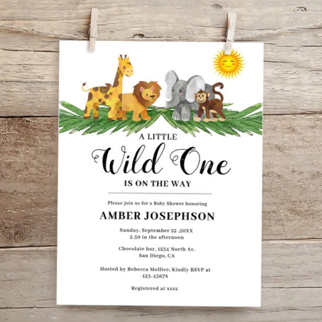 Budget Safari Animals Wild One Baby Shower Einladu (Von Creator hochgeladen)