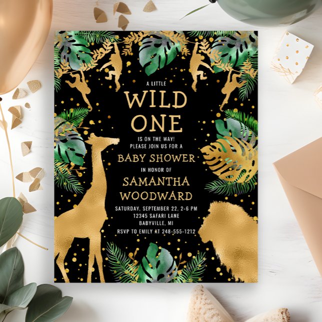 Budget Safari Baby Duwer Black Gold Einladung (Von Creator hochgeladen)