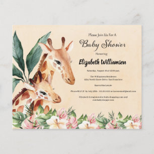 Budget Safari Giraffe Animal Baby Dusche Flyer
