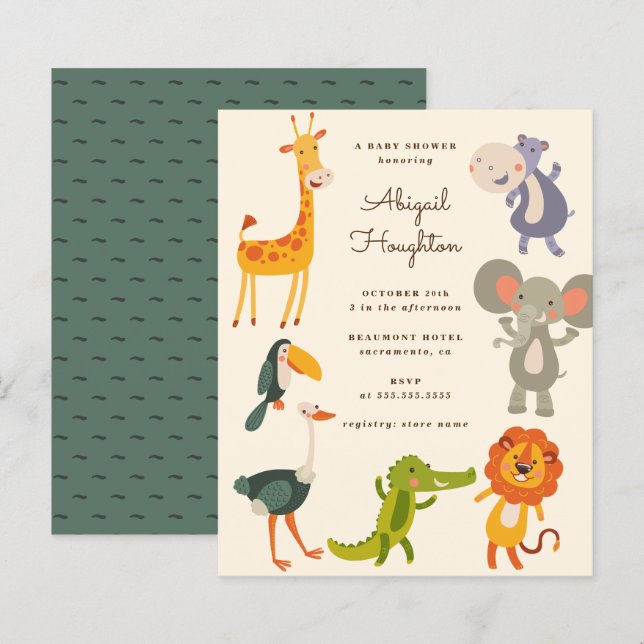 Budget Safari Jungle Animal Themed Baby Dusche (Vorne/Hinten)