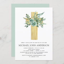 Budget Sage Eucalyptus Baptême Vert Invitation