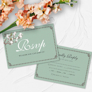 BUDGET Sage Green Chinoiserie Blume Bird Wedding Mitteilungskarte