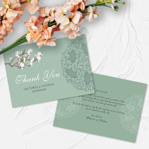 BUDGET Sage Green Chinoiserie Hochzeit Vielen Dank Mitteilungskarte