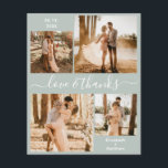 Budget Sage Green Foto Hochzeit Vielen Dank Flyer<br><div class="desc">Elegante, moderne, minimalistisch sage grün und weiß Hand geschrieben 4 Foto Collage personalisiert Hochzeit Dank Ihnen personalisiert günstigen günstigen Low-Budget THIN-Karte. ***BITTE BEACHTEN SIE, SCROLL DOWN FÜR WEITERE INFO!**** Stilvolle Hochzeitskartentafel mit vier (4) Foto vorne und einem (1) Foto auf der Rückseite. Mit dem Text "Liebe und Dank" in einem...</div>