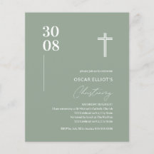 Budget Sage Green Minimalistisch Christening Einla