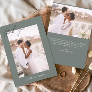 Budget Sage Green Wedding Foto Vielen Dank Karten