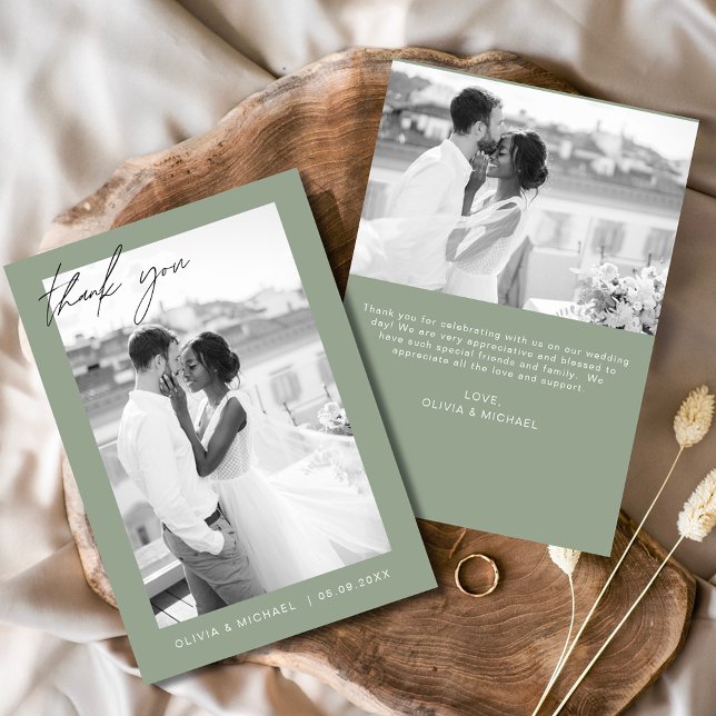 Budget Sage Green Wedding Vielen Dank Karten (Von Creator hochgeladen)