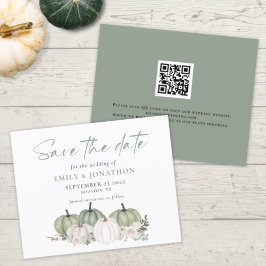 Budget Sage Pumpkins Florals QR-Code Save the Date