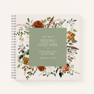 Budget sage vert floral mariage livre d'hôte rusti