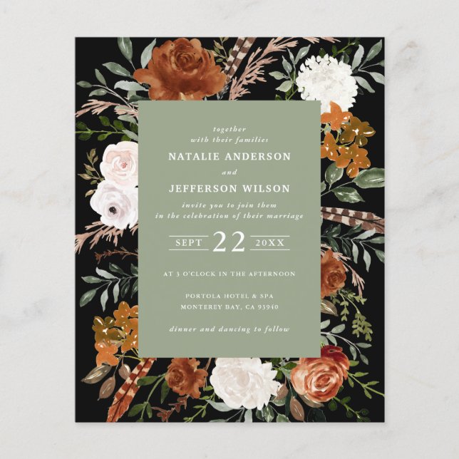 Budget Salbei grün Terracotta floral elegant Flyer (Vorne)