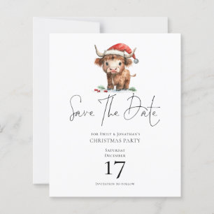 Budget Santa Highland Cow Weihnachten Save the Dat