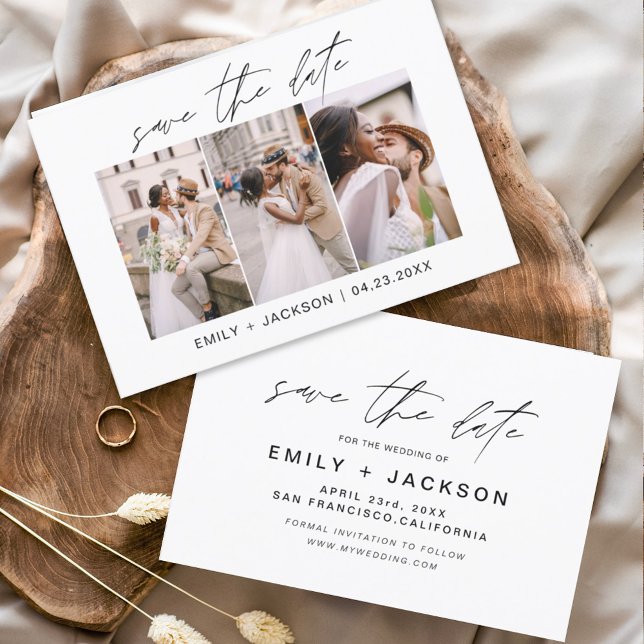 Budget Save the Date 3 Foto Elegante Moderne Flyer (Von Creator hochgeladen)