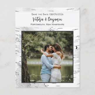 Budget Save the Date Birkenherzen Foto Hochformat Flyer