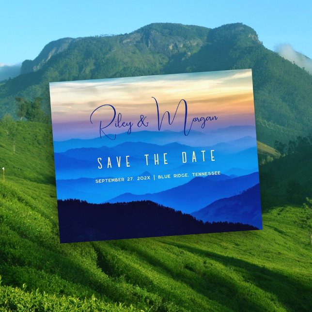 Budget Save the Date Blue Mountain Wedding Flyer (Von Creator hochgeladen)