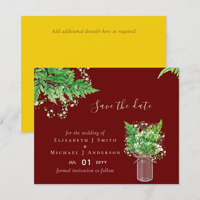 BUDGET Save the Date Fern Greenerity Wedding (Vorne/Hinten)